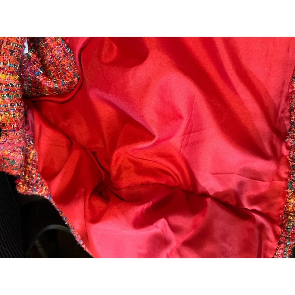Keren Hart Vintage‎ Jacket Women's Size Large Colorful Art Yarn Glitter